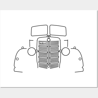 1940s vintage Bedford truck outline graphic (black) Posters and Art